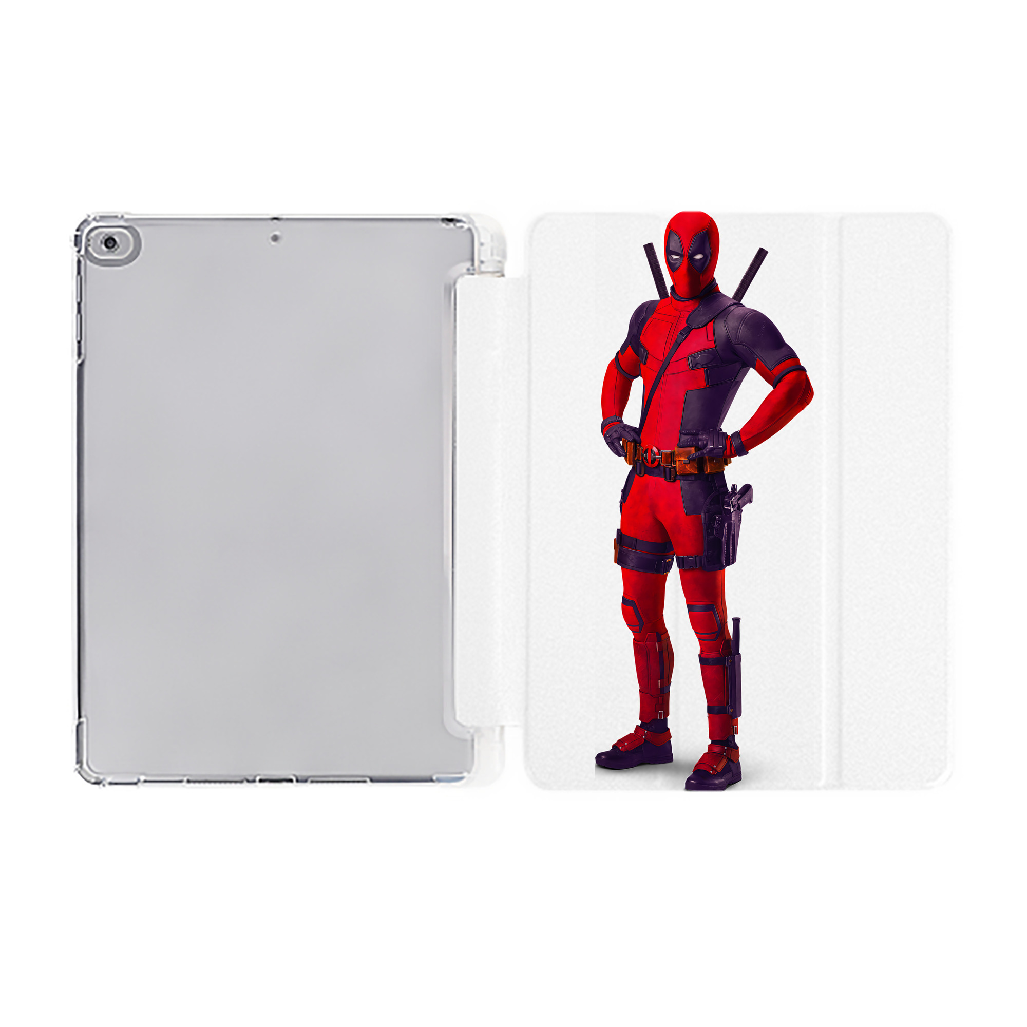 （画像用） Deadpool デッドプール IPad ケース ペン収納付き 三つ折りスタンド PUレザー×シリコン 対応機種9.5/10.5/10.9インチ